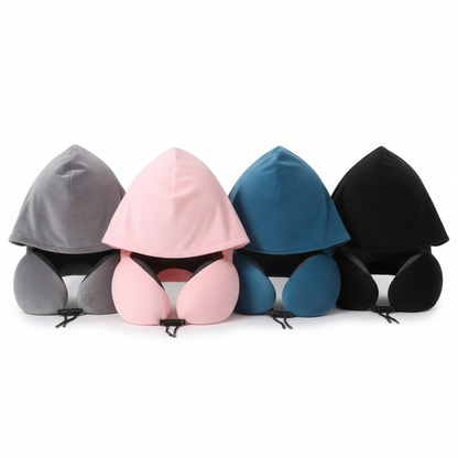 כרית צוואר עם קפוצ'ון + זוג אטמי אוזניים | Travelle Solo Kit