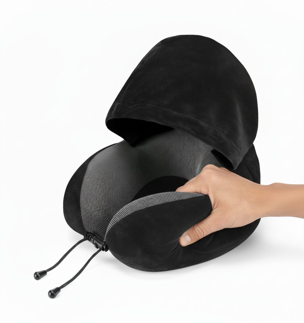 כרית צוואר עם קפוצ'ון | Travelle HOODIE