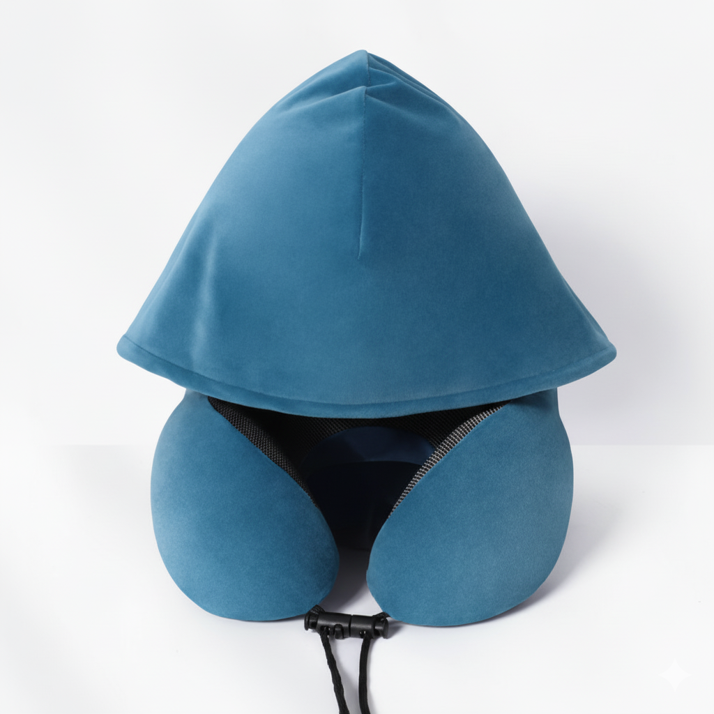 כרית צוואר עם קפוצ'ון | Travelle HOODIE